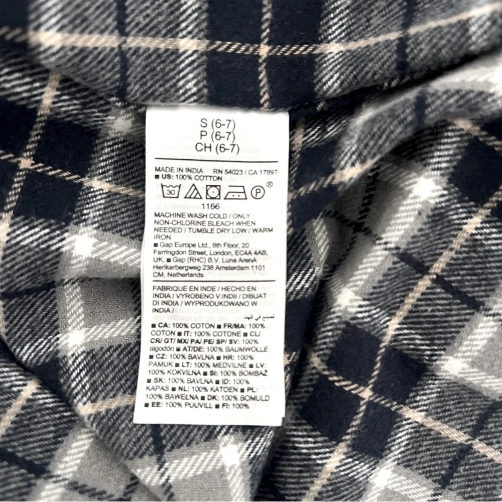 Old Navy NWT Boys Size Small (6-7) Plaid Flannel Utility Pocket Shirt Blue/Gray